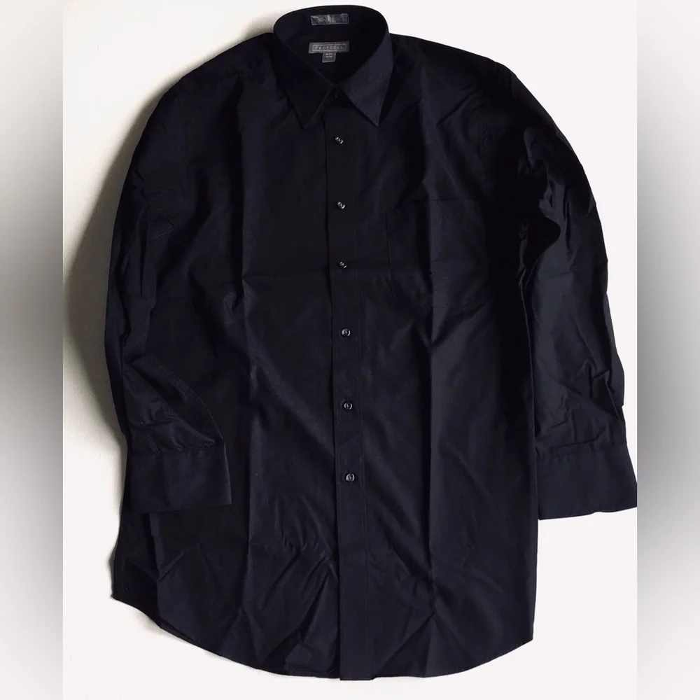 NWOT Protocol Black Dress Shirt Polyester/Cotton Blend Size 15 1/2 Sleeve 32/33 - Picture 3 of 7